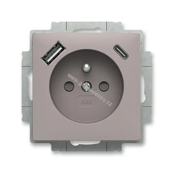 ABB 5569T-A32357 244 zásuvka jednonásobná s USB nabíjením (USB-A + USB-C) greige ZONI