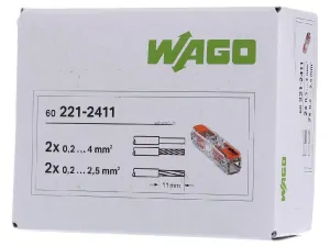 WAGO 221-2411 svorka InLine 2x0,2-4 s páčkou