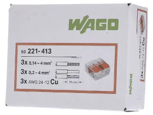WAGO 221-413 svorka 3x0,2-4 s páčkou
