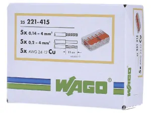 WAGO 221-415 svorka 5x0,2-4 s páčkou
