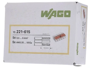 WAGO 221-615 svorka 5x0,5-6 s páčkou