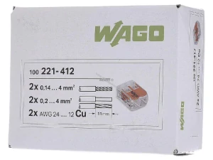 WAGO 221-412 svorka 2x0,2-4 s páčkou