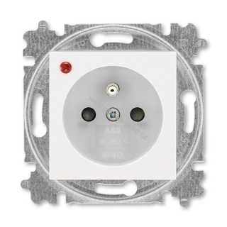 ABB 5599H-A02357 68 zásuvka jednonásobná s ochr. kolíkem a clonkami s ochranou před přepětím bezšroubová Perleťová/Ledová bílá Levit M