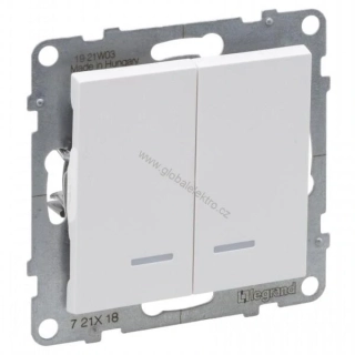 LEGRAND 721118 SUNO spínač č.6+6 s signalizačním podsvětlením, bílá