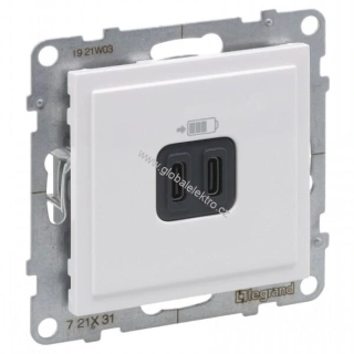 LEGRAND 721131 SUNO 2x USB-C nabíječka, bílá