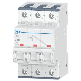 OEZ LTN-80C-3 10kA jistič 3pólový 80A OEZ Minia