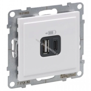 LEGRAND 721130 SUNO 2x USB-C+A nabíječka, bílá