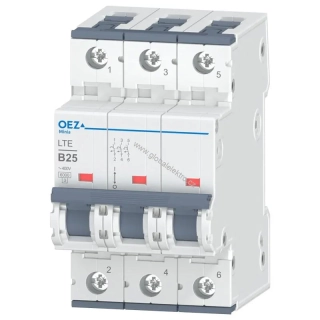 OEZ LTE-25B-3 6kA jistič 3pólový 25A OEZ Minia
