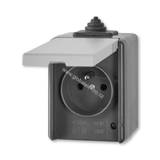 ABB zásuvka jednonásobná 5518-2929 S IP44 Praktik - šedá