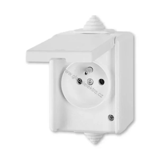 ABB zásuvka jednonásobná 5518-2969 B IP44 průběžná Praktik - bílá