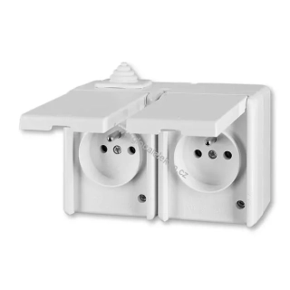 ABB zásuvka dvojnásobná 5518-2029 B IP44 Praktik - bílá