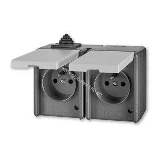 ABB zásuvka dvojnásobná 5518-2029 S IP44 Praktik - šedá