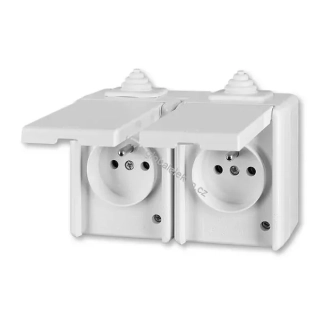 ABB zásuvka dvojnásobná 5518-2069 B IP44 průběžná Praktik - bílá