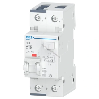 OEZ OLI-10C-1N-030A chránič proudový kombinovaný 2P 10A char. C 30mA typ A 2M