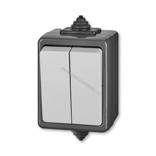 ABB přepínač střídavý dvojitý č.6+6 IP44 Praktik 3553-52929 S - šedý