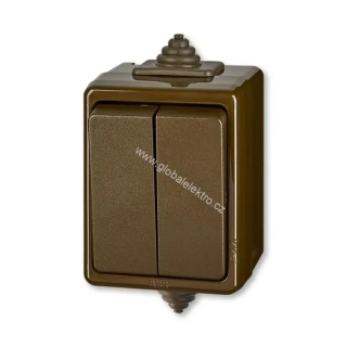 ABB přepínač střídavý dvojitý č.6+6 IP44 Praktik 3553-52929 H - hnědý